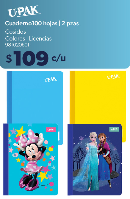 Cuaderno 100 hojas cosido