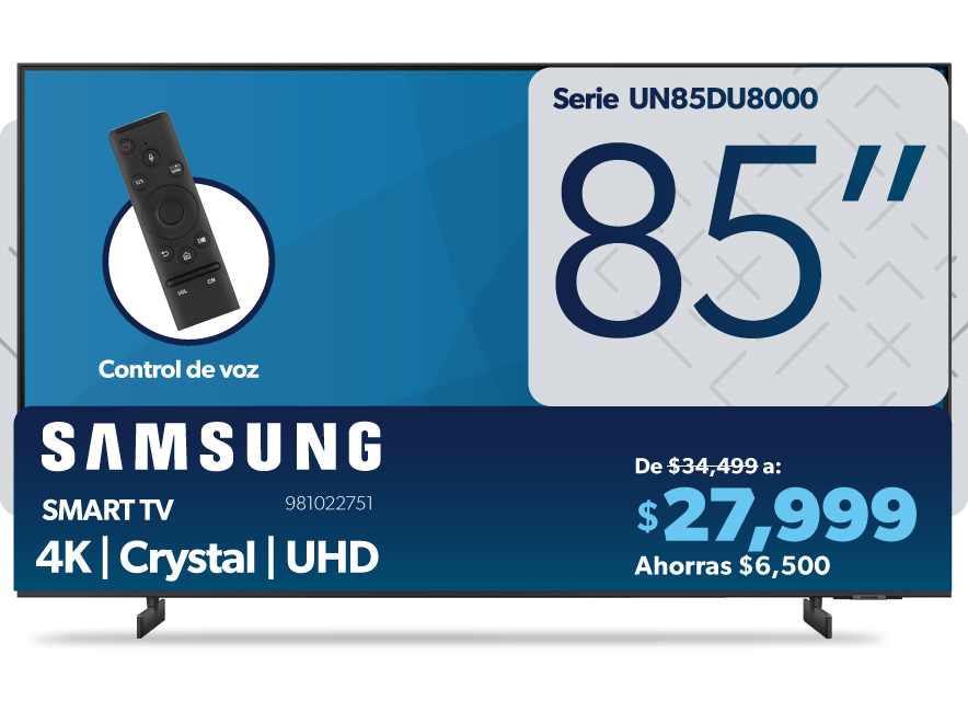 Pantalla smart tv 4k crystal UHD 85 pulgadas