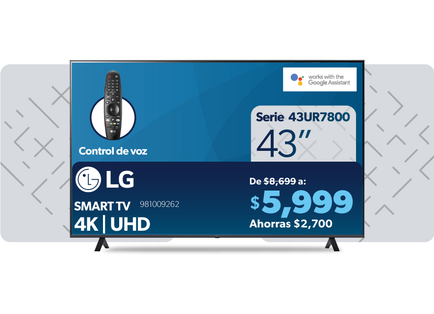 Pantalla smart tv 4k UHD 43 pulgadas