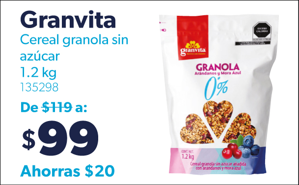 Cereal granola sin azucar