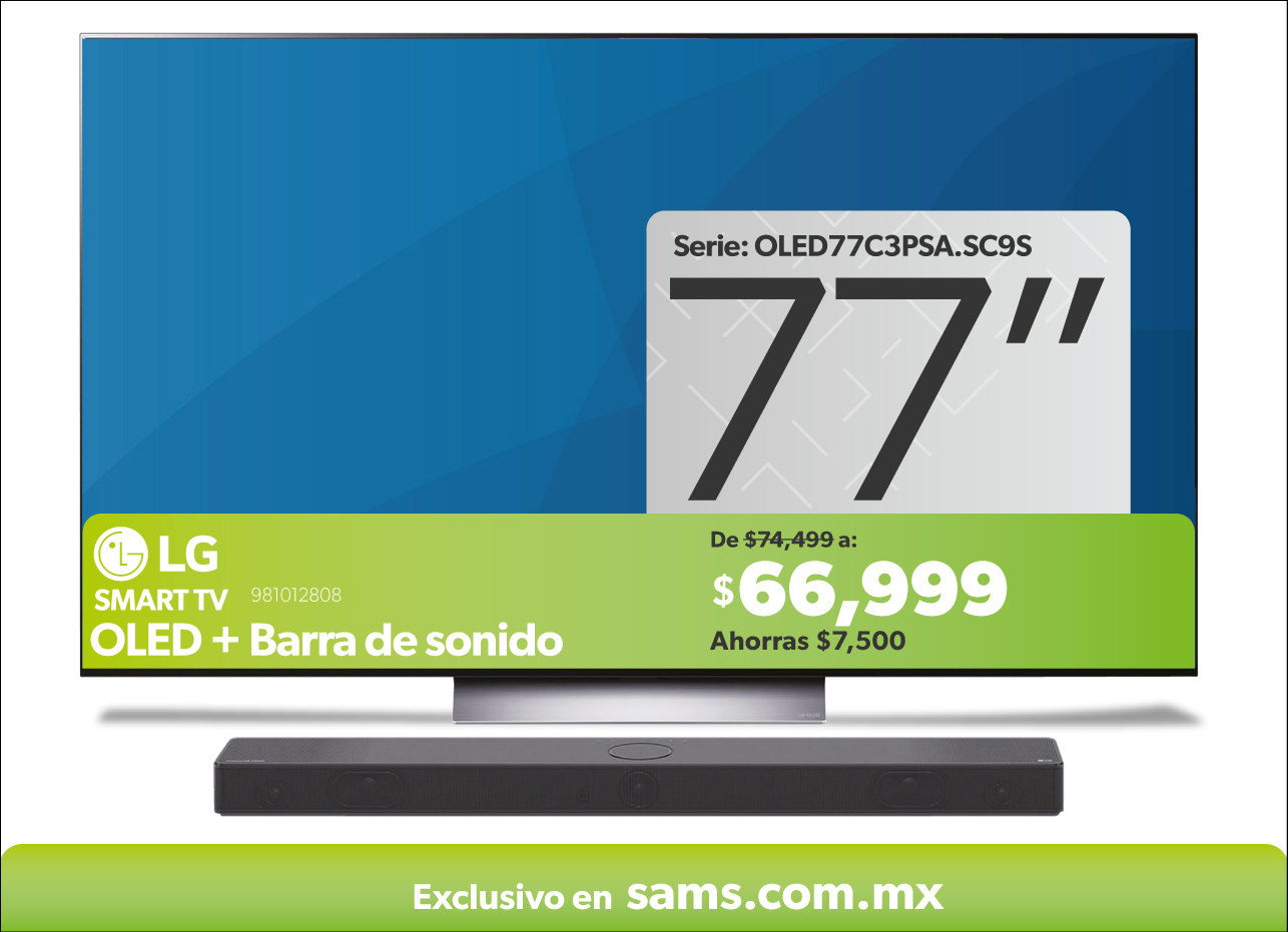 Pantalla Smart tv OLED mas barra de sonido 77 pulgadas