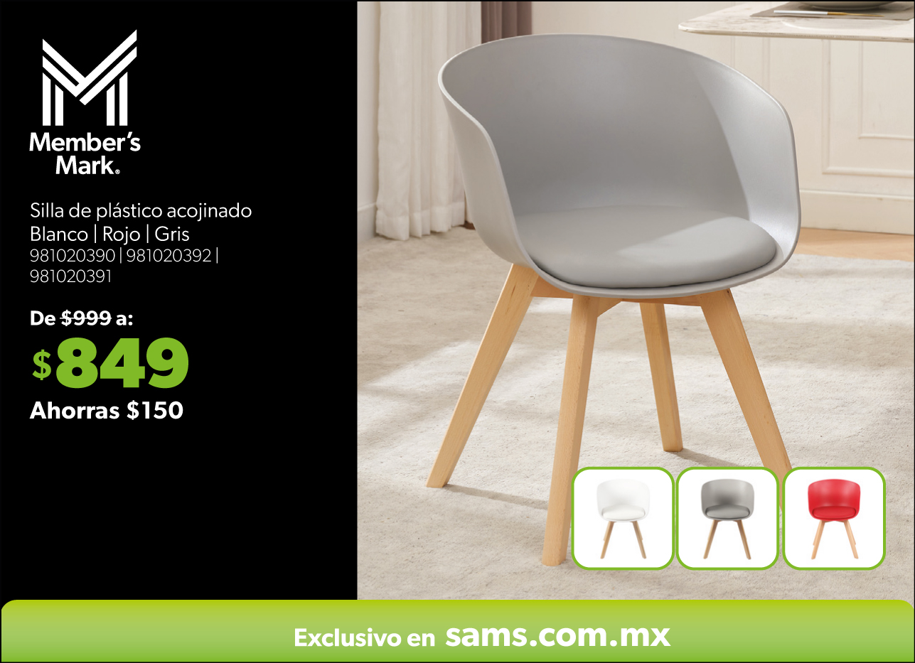 Silla de plastico acojinado