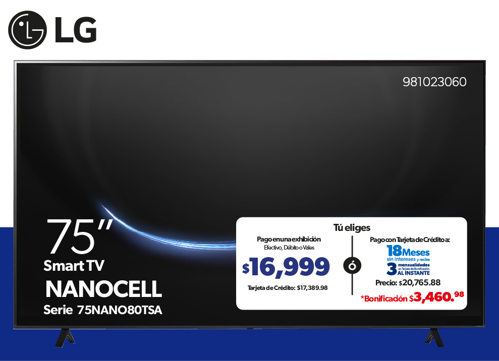 Pantalla Smart TV NanoCell 75 pulgadas