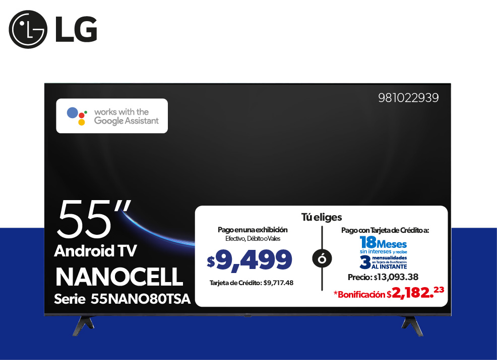 Pantalla Android TV NanoCell 55 pulgadas