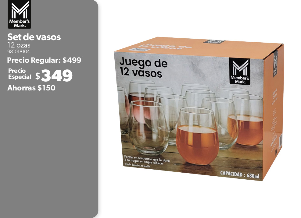 Set de vasos 12 piezas