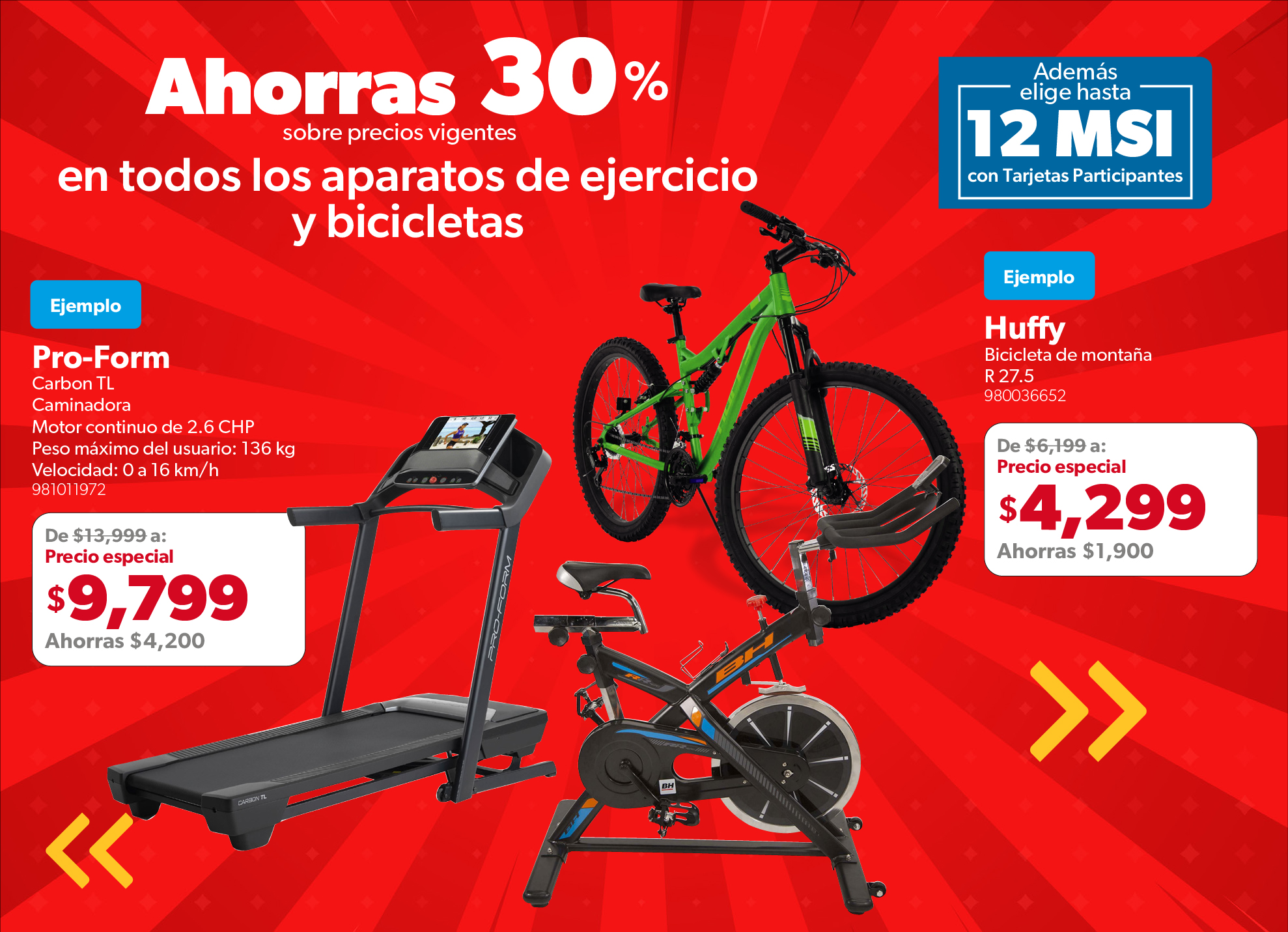 Aparatos de ejercicio y bicicletas