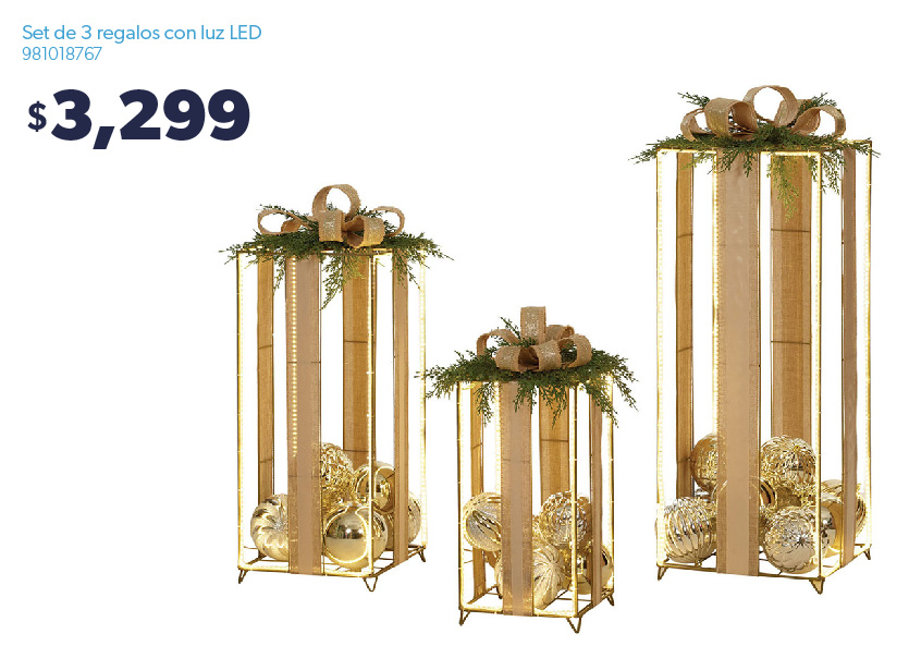 Set de 3 regalos con luz led