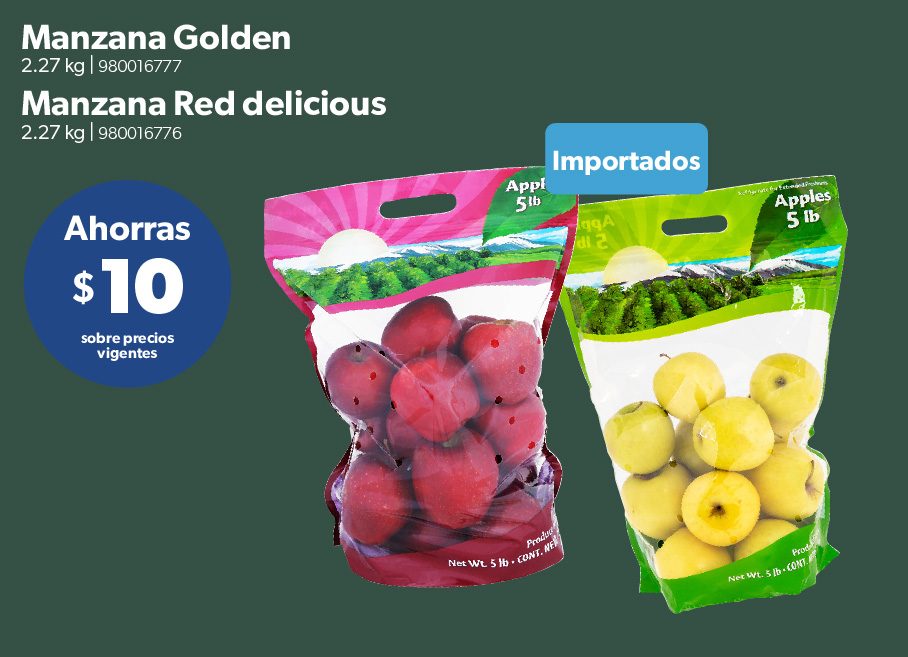 Manzana golden y red delicious