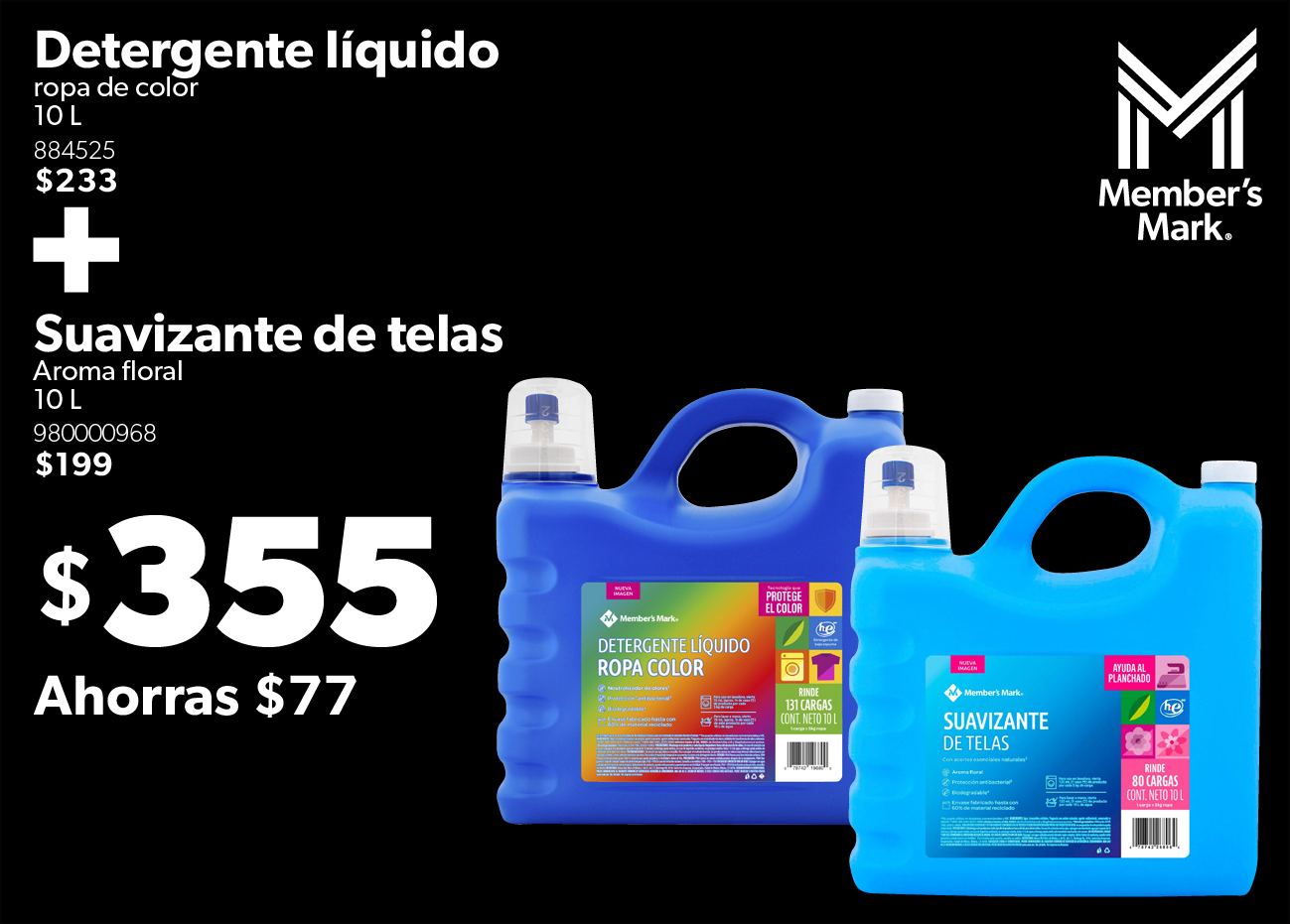 Detergente liquido ropa color mas suavizante