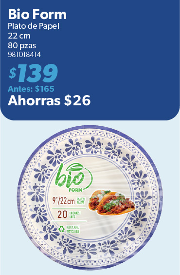 Plato de papel 22 cm