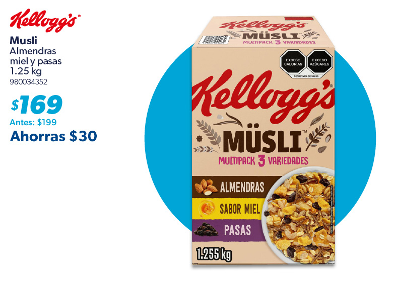 Musli almendras miel y pasas