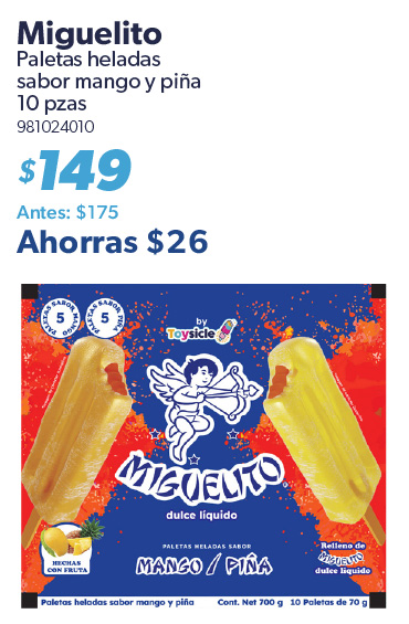 Paletas heladas sabor mango y pina