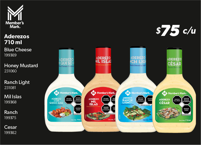 Aderezos blue cheese ranch mils islas Cesar