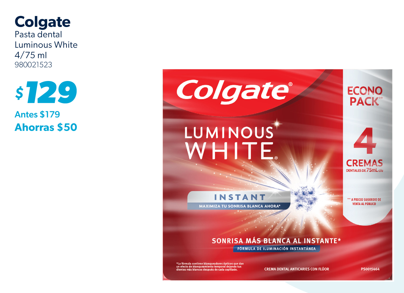 Pasta dental luminous white