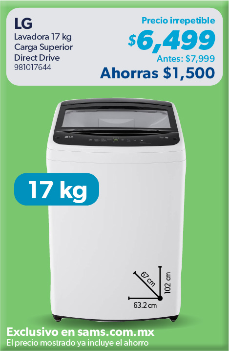 Lavadora carga superior 17 kg