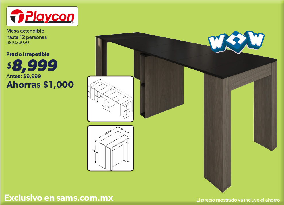 Mesa extendible hasta 12 personas