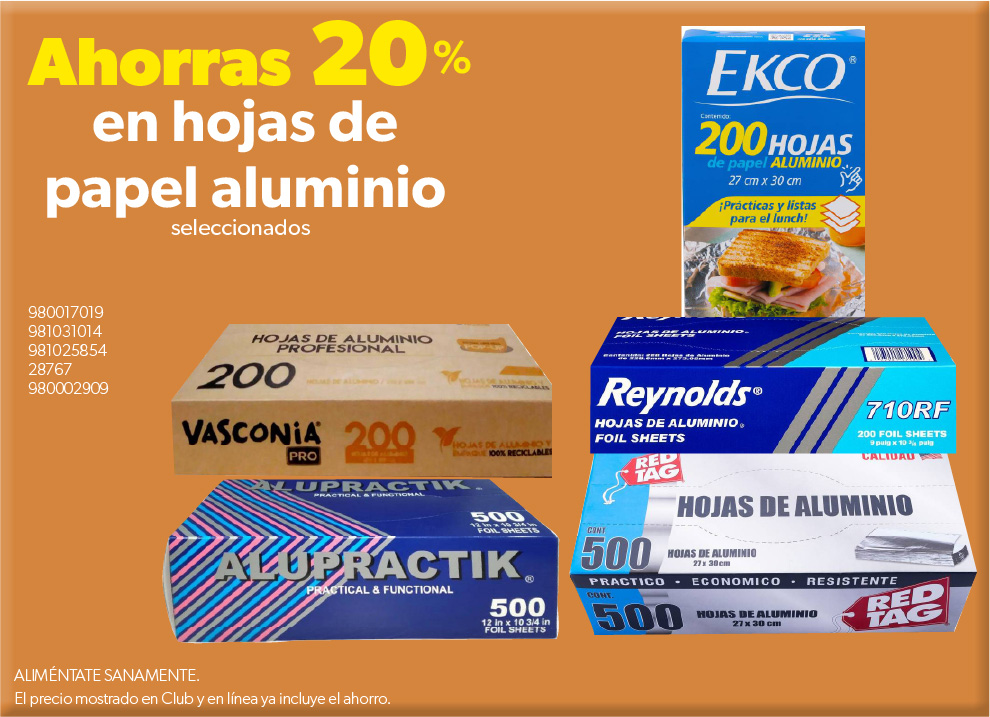 En hojas de papel aluminio seleccionados