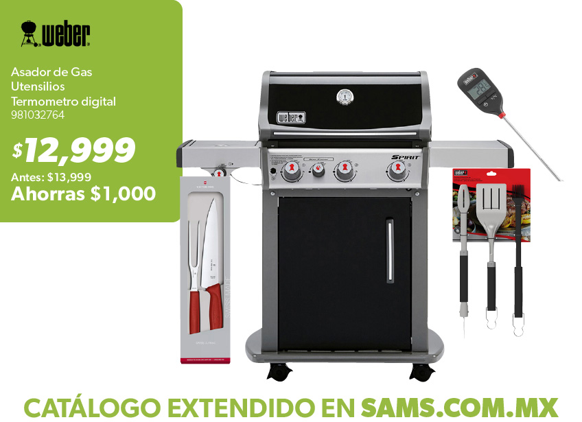 Asador de gas con utensilios