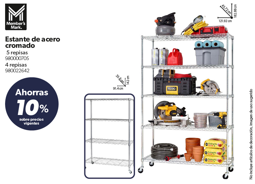 Estante de acero cromado