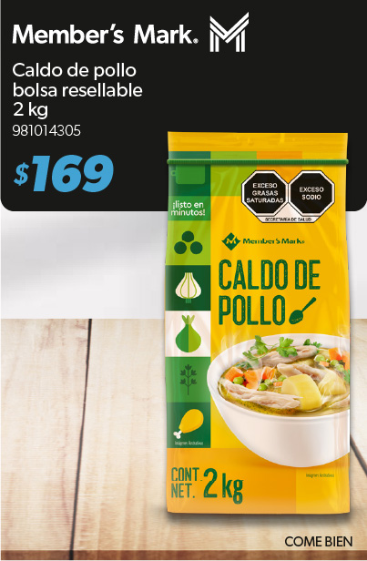 Caldo de pollo bolsa resellable