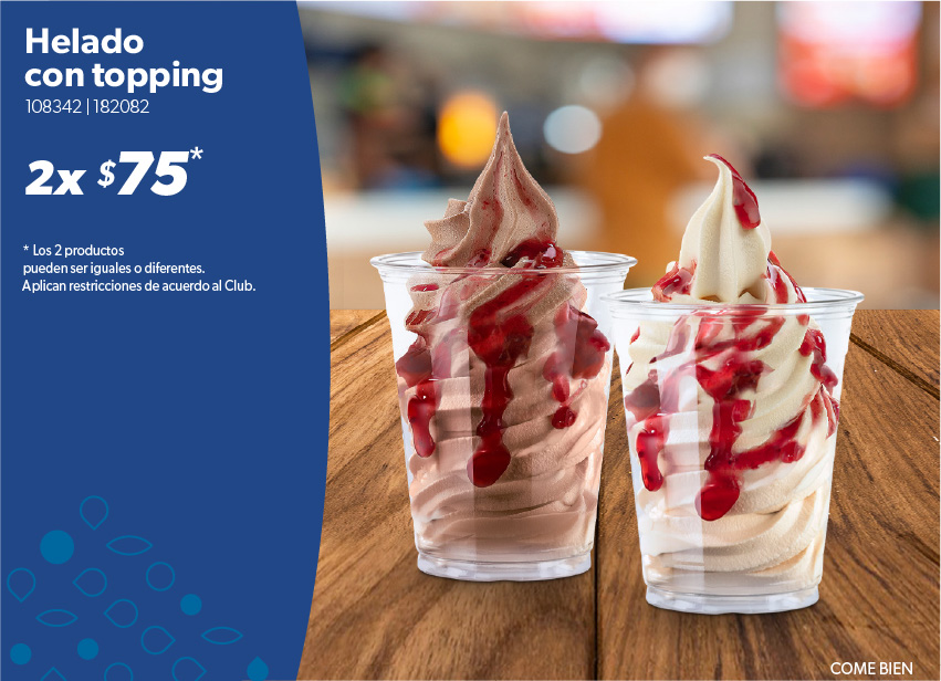 Helado con topping