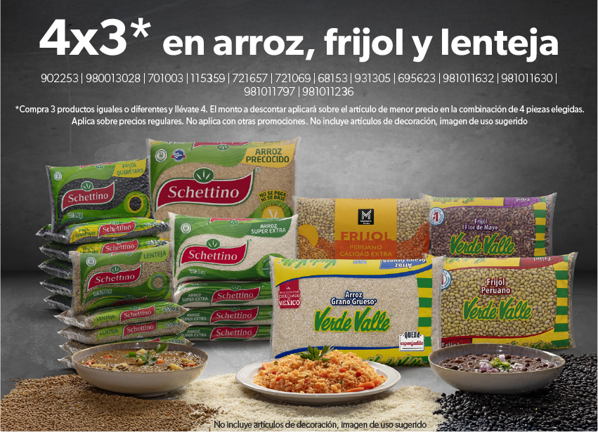 Arroz frijol lenteja