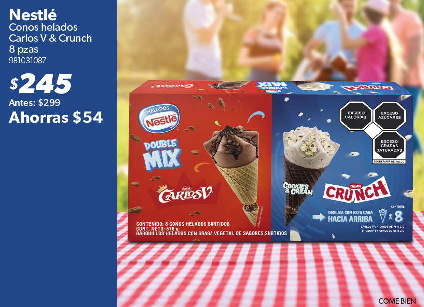 Conos helados Carlos V y Crunch