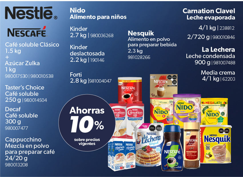 En cafe soluble y leches evaporadas