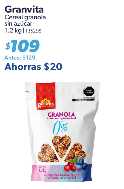 Cereal granola sin azucar