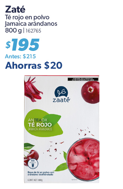 Te rojo en polvo jamaica arandanos