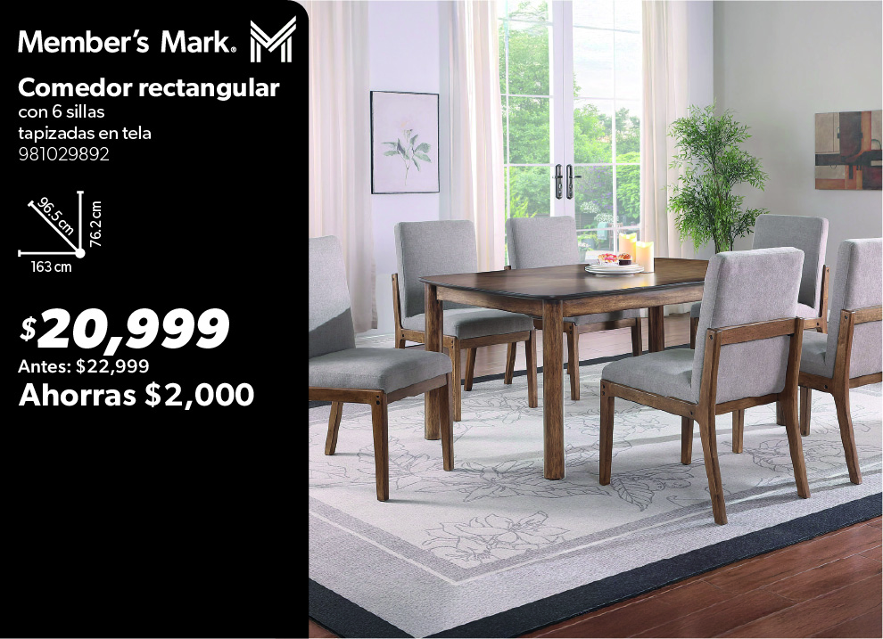 Comedor rectangular con 6 sillas