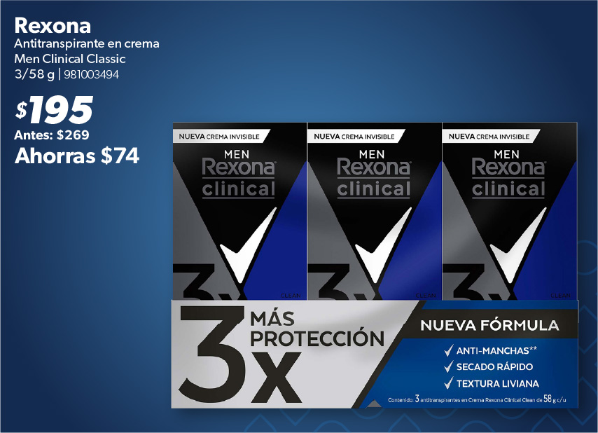 Antitranspirante en crema men clinical
