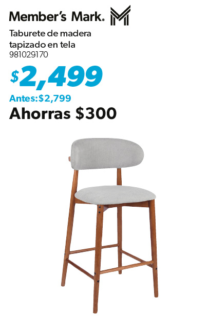 Taburete de madera tapizado de tela