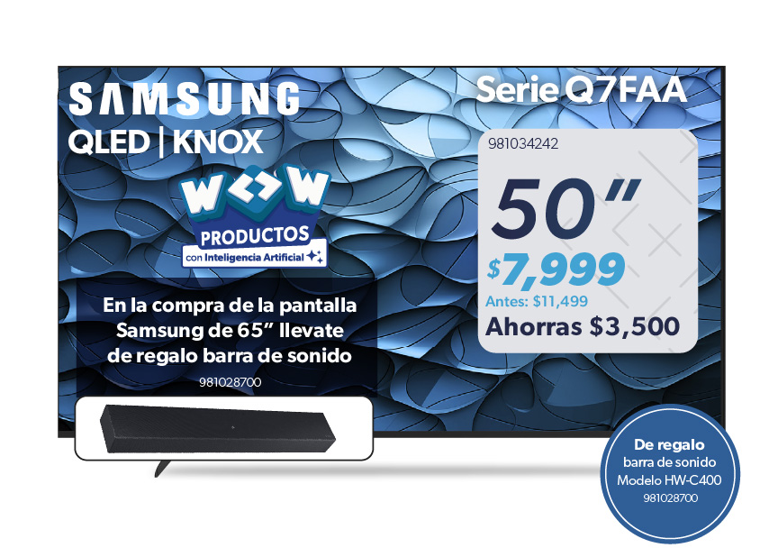 Pantalla 50 pulgadas mas barra sonido