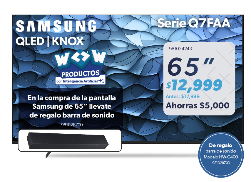 Pantalla 65 pulgadas mas barra sonido