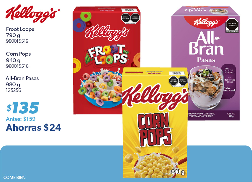 Froot loops Corn pops All bran