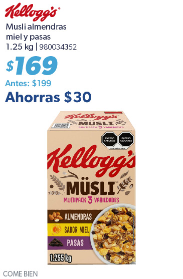 Musli almendras miel y pasas