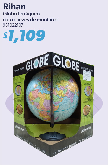 Globo terraqueo con relieve de montanas