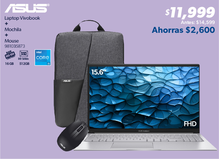 Laptop Vivobook mas mochila mas mouse