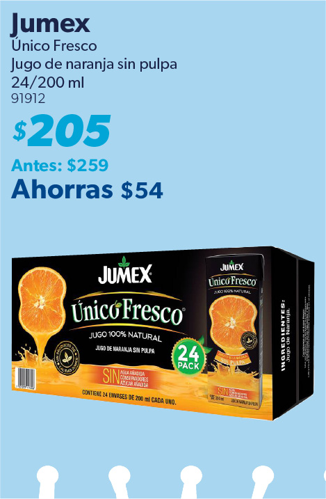 Jugo de naranja sin pulpa