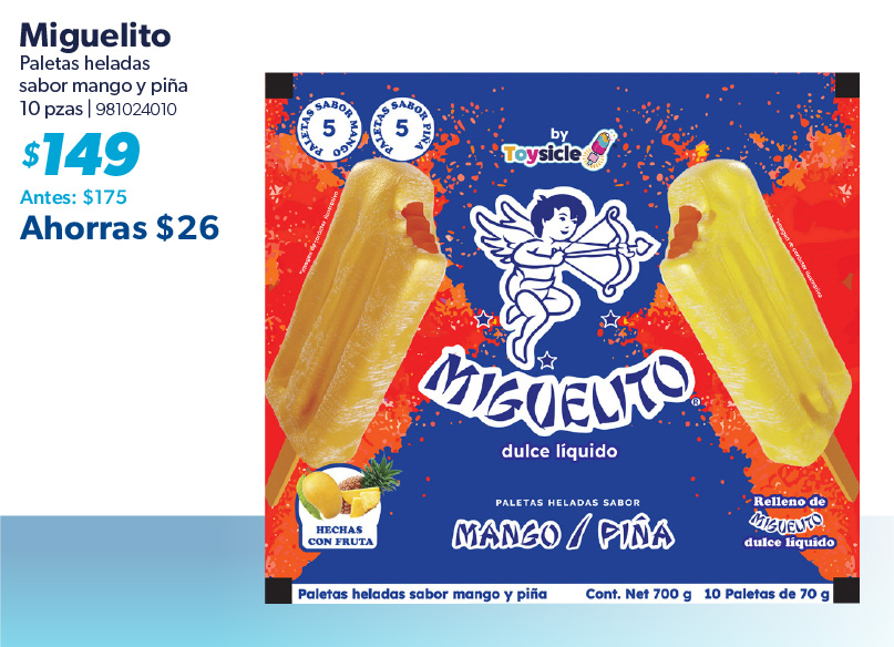 Paletas heladas sabor mango y pina
