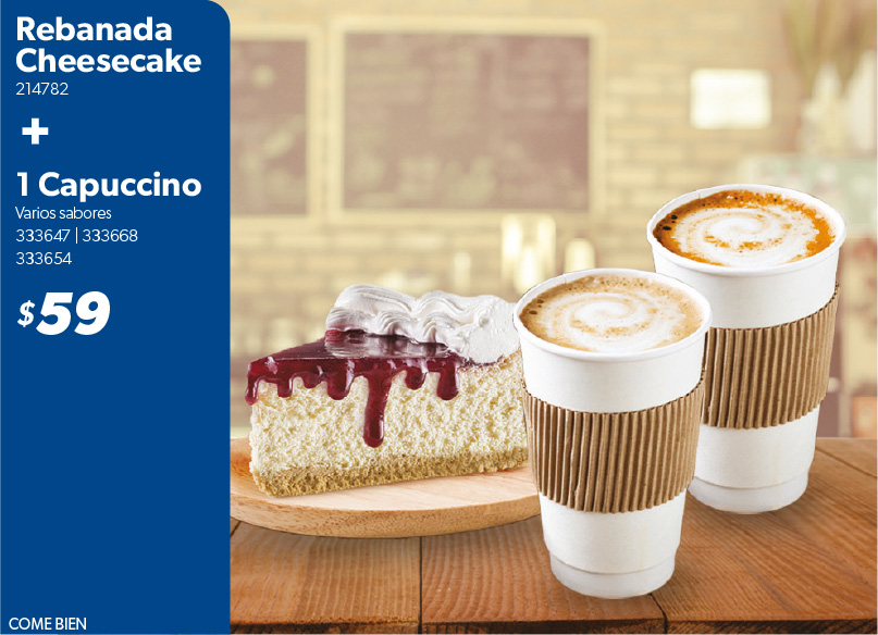 Rebanada cheesecake mas capuccino
