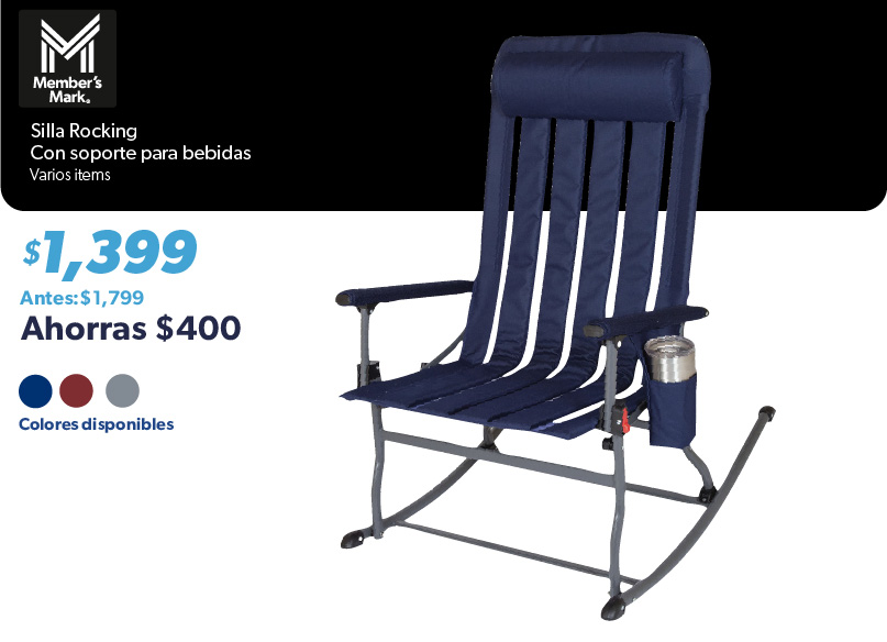Silla rocking con soporte para bebidas
