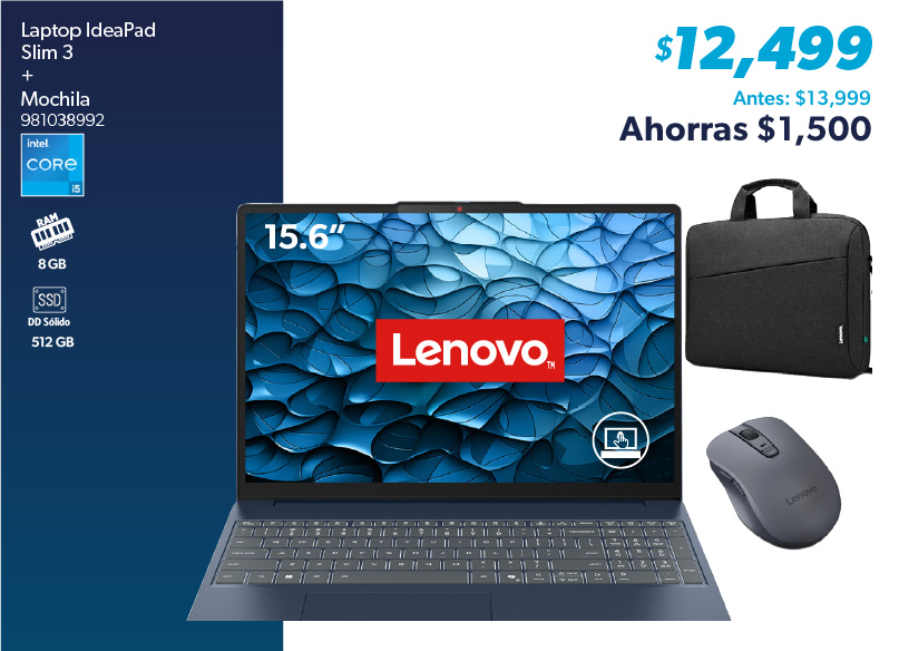 Laptop IdeaPad Slim 3 mas mochila
