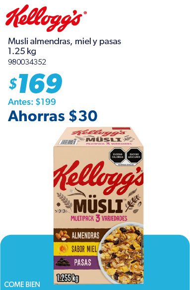 Musli almendras miel y pasas