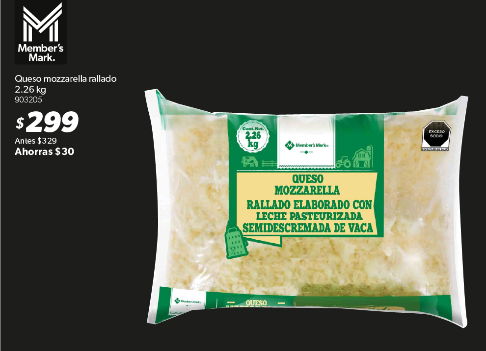 Queso mozzarella rallado