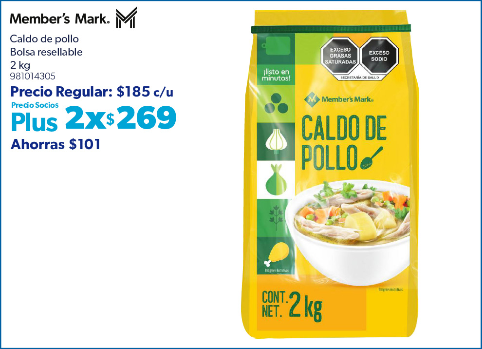 Caldo de pollo bolsa resellable