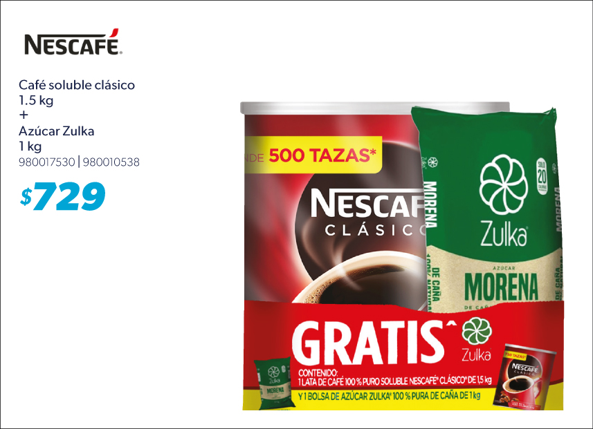 Cafe soluble clasico mas azucar  zulka