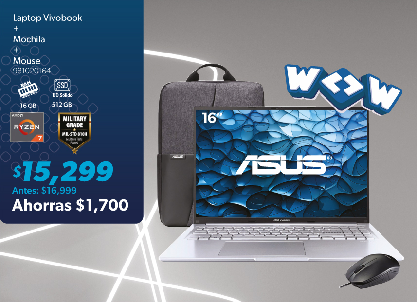 Laptop mas mochila  mas mouse
