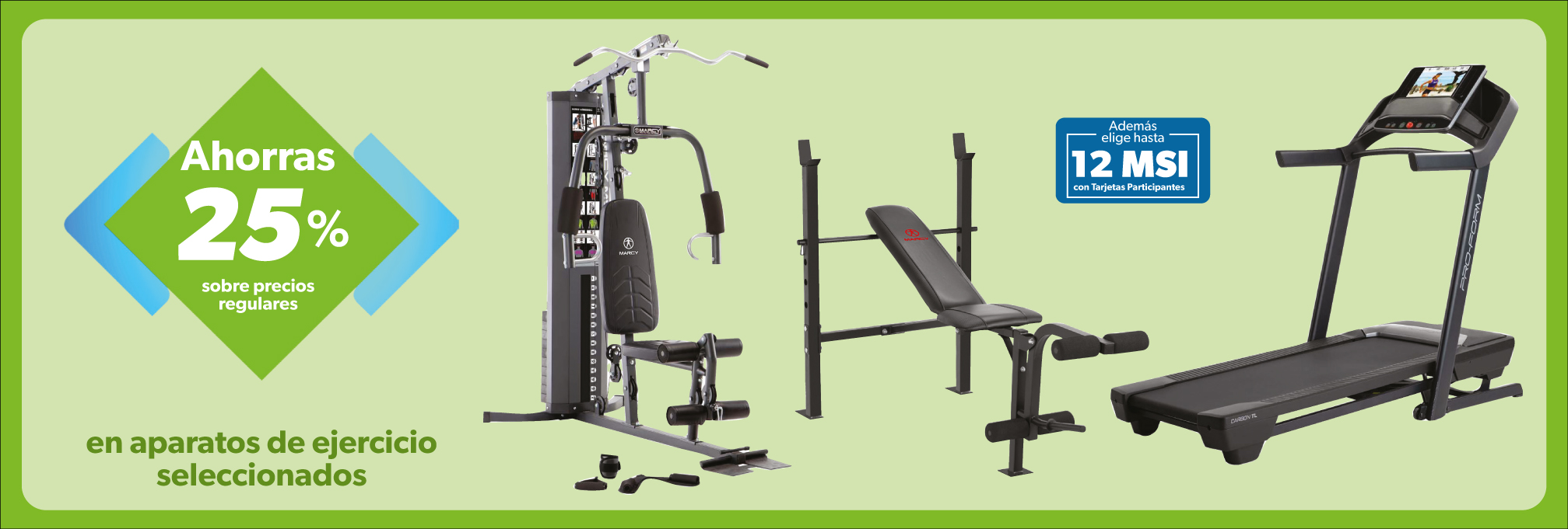 En aparatos de ejercicio seleccionados